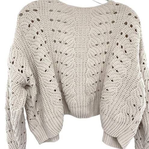 The Moon  & Madison Cropped Cable Knit Oversized Cardigan Sweater