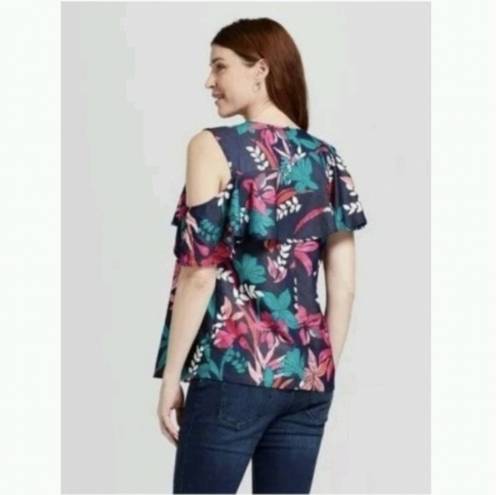 Isabel Maternity floral asymmetrical flounce top