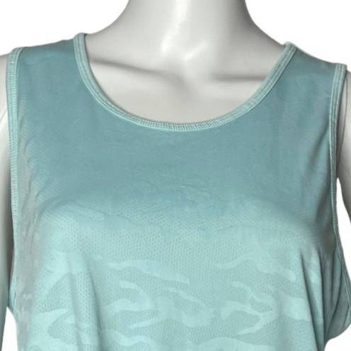 Avia  Women's Tank Top Green Tonal Animal Print  Sleeveless Scoop Neck