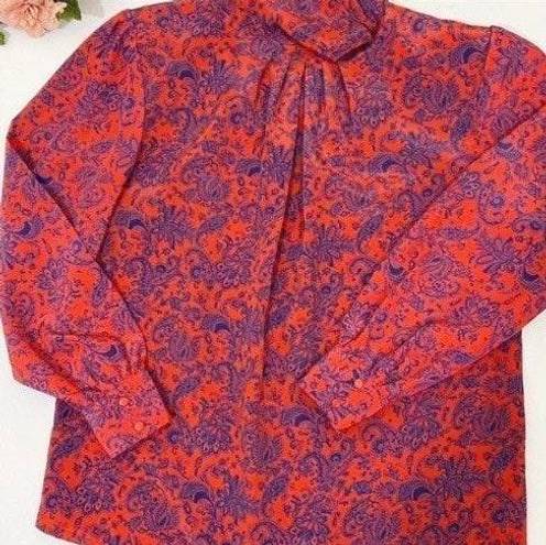 Oscar de la Renta Red-Blue Paisley Blouse