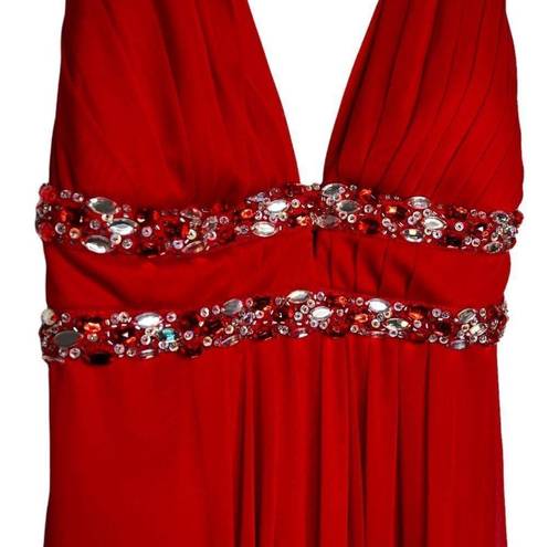 B Darlin  Red Halter Formal Maxi Dress