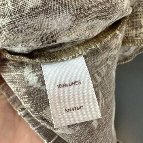 J.Jill  Love Linen 100% Linen Brown Leaf Printed Crop Pull On Pants Size Medium