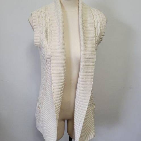 Sonoma  cream cable shawl collar vest size small