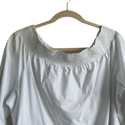 Tommy Hilfiger  Women Top Smock Neckline Large Cuff Sleeve 2X White Coastal Beach