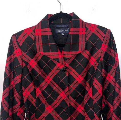 Jones New York Jones NY Red Black Plaid Wool Jacket