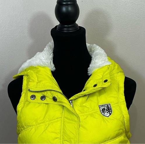 American Eagle Outfitters Women’s Down Puffer Yellow Zipped Hoodie Jacket M