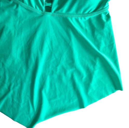 Beachsissi  Ruffle Hem Cross Front Tankini Teal XL New