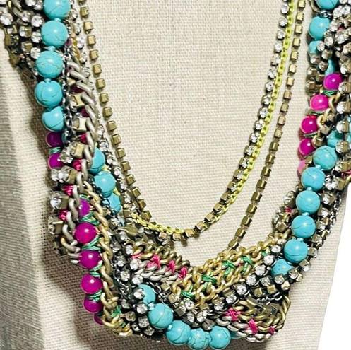 Stella & Dot Retired  Bamboleo Jade Turquoise Crystal  Necklace Retail $228