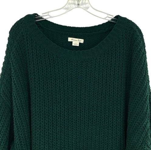 American Eagle  Women’s Forest Green Slouchy Oversized Chenille Sweater