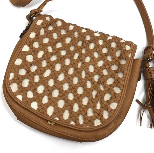 Big Buddha  | Brown Braided Overlay Crossbody Bag