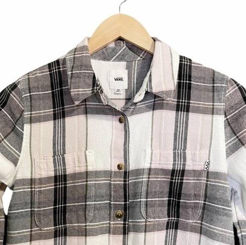 Vans  Flannel Long Sleeve Button Front Plaid Shirt Pink & Black Women’s Size XS