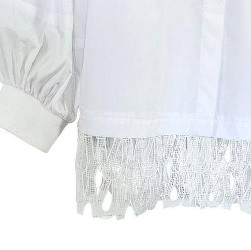 Jason Wu  White Poplin Blouse Lace Trim Reworked  XS