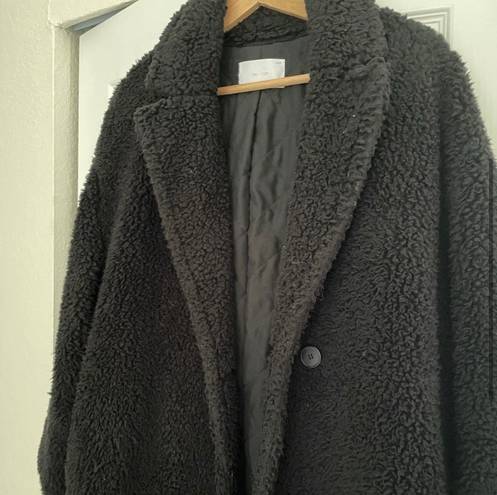 Oak + Fort Black Teddy Coat XS