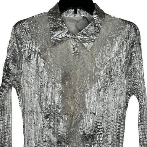 Alberto Makali Vintage  Metallic Silver Blouse nwt