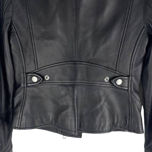 Coach  Uptown Racer Leather Jacket Asymmetrical Zip Black Size XS