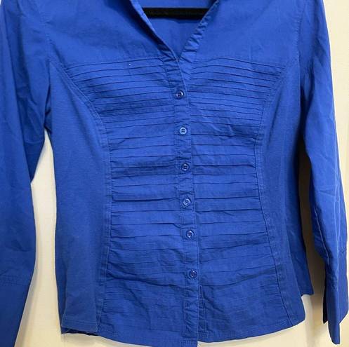 Zac and Rachel  Cobalt Blue Fitted Button Down Blouse Size Medium