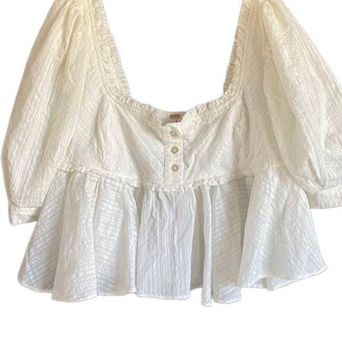 Free People  NWT Woman’s Small Leave It To Me Ivory Square Neck Crop Top Blouse