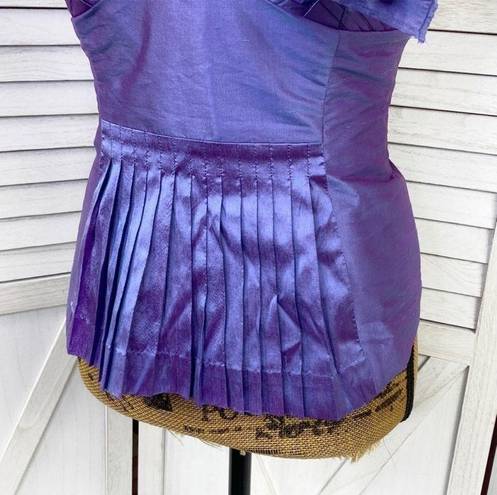 Tracy Reese Plenty by  Pleated Taffeta Bustier Corset Top Purple Shimmer 8