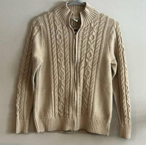 L.L.Bean  Zip Up Sweater Women’s Size Medium Cream Color