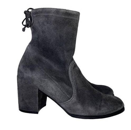 Stuart Weitzman Gray Shorty Suede Ankle Block Heel Booties