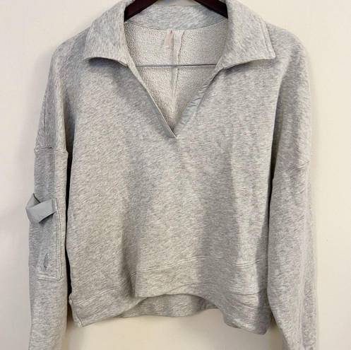 Free People Movement  Gray Collared Pullover Sweatshirt Cotton Size Small