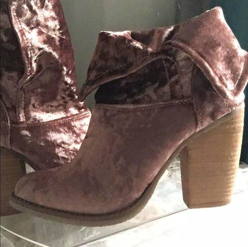 sbicca  Crushed Velvet Fold-over Block Heel Booties