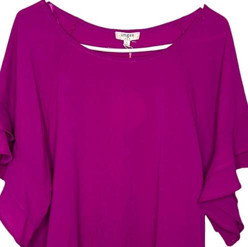 Umgee 🆕 NWT  Natalia Solid Fuchsia Ruffle Dolman Sleeve Flowy Top