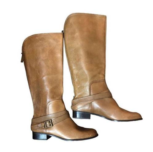 Fossil  Zena back zipper caramel riding boots NWOB