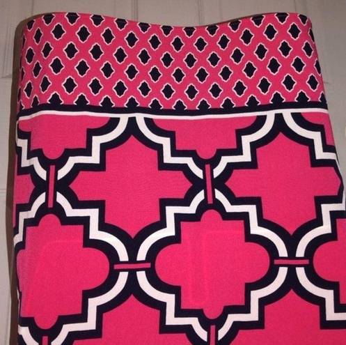 Crown & Ivy  Sz S Geo Print Fuchsia White Navy Halter Tie Dress