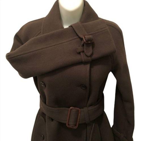 J.Crew  WOOL Stadium Cloth Belted Pea Coat by NELLO GORI Olive Green Size 0/XS