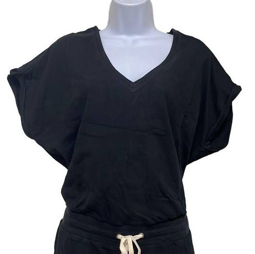 n:philanthropy  Womens L Ribbed 100% Cotton Jumpsuit Black Short Sleeve $168 NWT