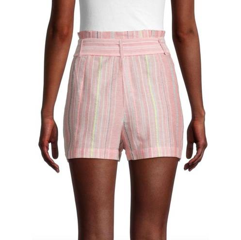 Parker  Carlo Striped Pink & White Paperbag High Rise Shorts Size 6