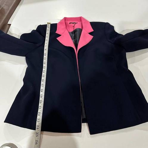 Lee Henry  Navy Blue & Hot Pink Long Sleeve Open Blazer Size 12