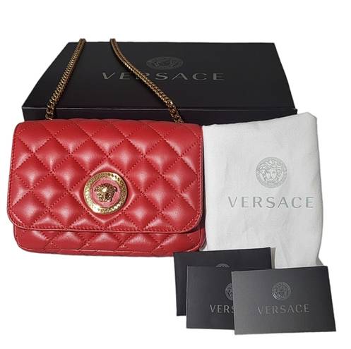 Versace  Quilted Shoulder Bag Crossbody with Medusa and Greca Hardware