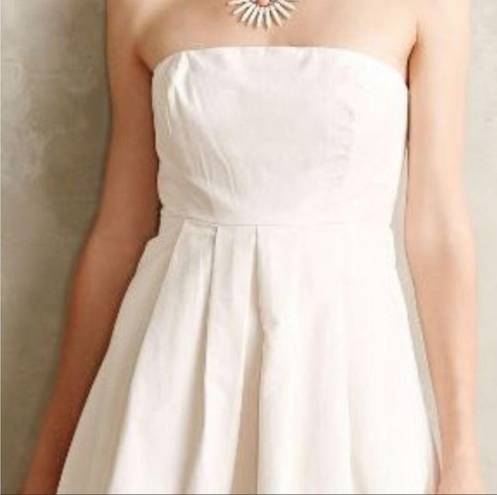 Tracy Reese ANTHROPOLOGIE Presanella Dress Strapless Ivory Cotton  size 4 NWT