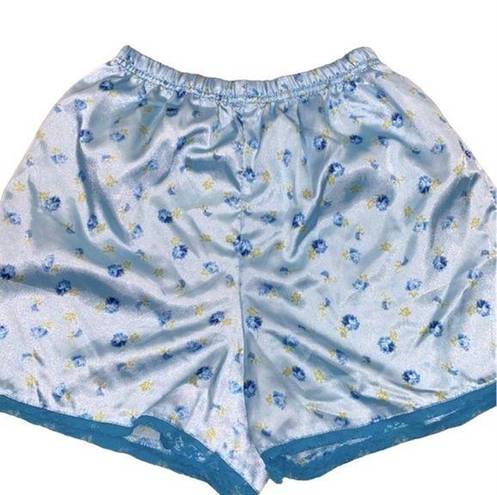 Vintage Blue  floral silky shorts size small