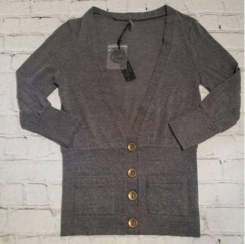 Poof Nwt  Apparel Women's Size Small Grey Fitted V-Neck Cardigan