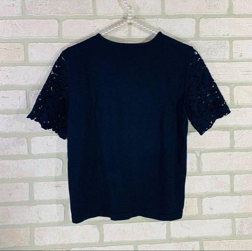 Draper James  Navy Lace Short Sleeve Tee Size S