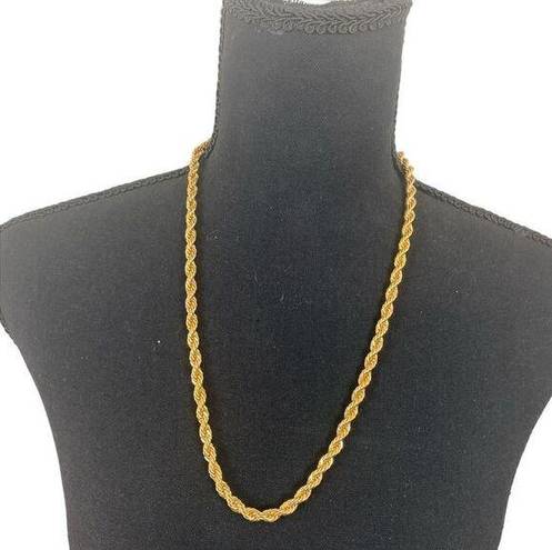 Twisted Napier Gold Tone  Rope Necklace