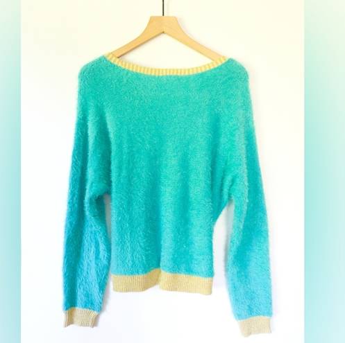 Juicy Couture VINTAGE  TEAL FUZZY SWEATER - SIZE XL