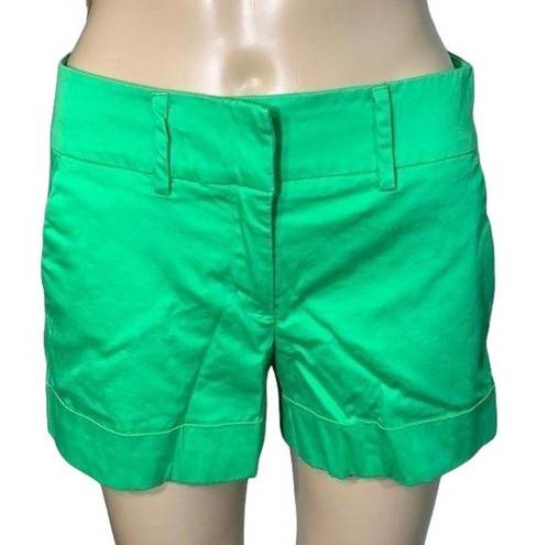 New York & Co. Womens Dress Shorts Cuffed Bright Green Summer Lightweight Sz 0