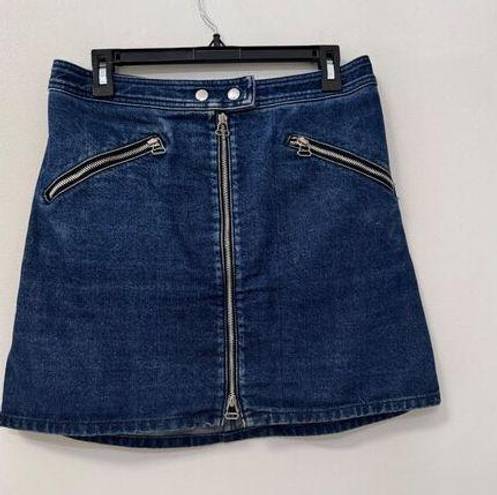 Rag and Bone  Racer Zip-Front Denim Mini Skirt Size 32