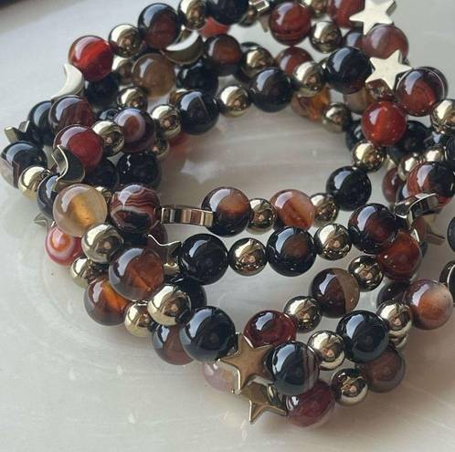 Onyx Sardonyx  carnelian ONE NEW stretch beaded bracelet natural stone crystal st