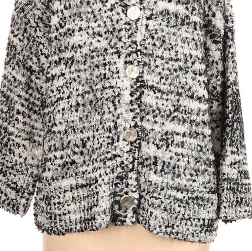 Andrew Marc Marc New York  Confetti Cardigan Black White Button Women’s Medium M