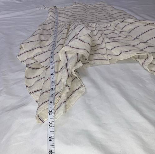 LUCHA the Label Linen Handkerchief High Low Stripe Cream Beige Skirt Sz 4 Tan