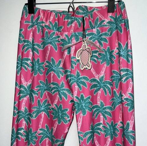 Simply Southern  Leggings Women Plus SZ Extra Large 2XL 3XL Pink Palm Trees Pants