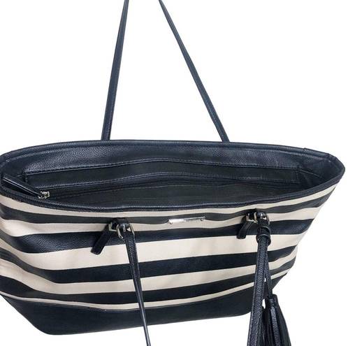 Nine West  Black and White Striped Tote Bag Shoulder Bag Large