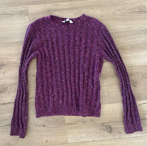 GRLFRND  freckled fuchsia ribbed sequin glitter sweater pullover