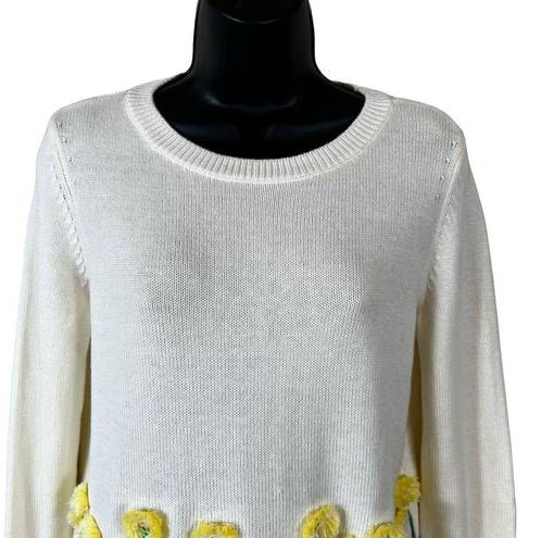 Talbots  Ivory Yellow  Floral Embroidered Sweater