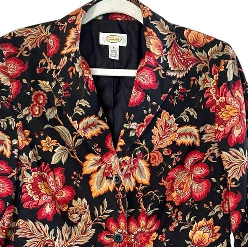 Talbots Vintage  100% Cotton Floral Go Anywhere Jacket blazer button up size 8